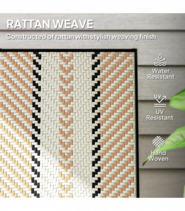 Outsunny Rattan Folding Chair w/ 5-Position Adjustable Backrest, Orange