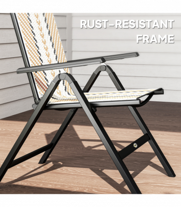 Outsunny Rattan Folding Chair w/ 5-Position Adjustable Backrest, Orange