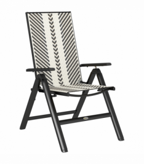Outsunny Rattan Folding Chair w/ 5-Position Adjustable Backrest, Black