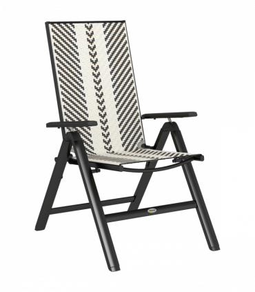 Outsunny Rattan Folding Chair w/ 5-Position Adjustable Backrest, Black