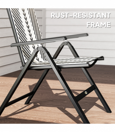 Outsunny Rattan Folding Chair w/ 5-Position Adjustable Backrest, Black