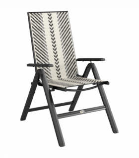 Outsunny Rattan Folding Chair w/ 5-Position Adjustable Backrest, Grey