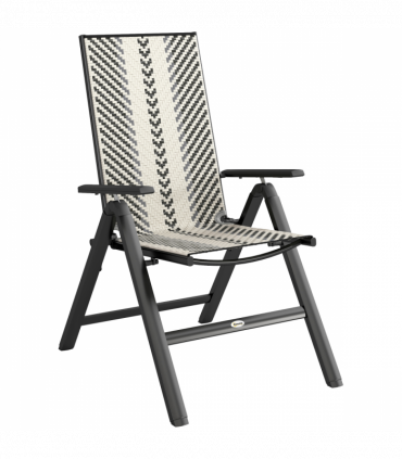 Outsunny Rattan Folding Chair w/ 5-Position Adjustable Backrest, Grey