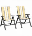 Outsunny 2PCs Rattan Folding Chair w/ 5-Position Adjustable Backrest, Orange