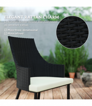 Outsunny 6 Seater Garden Furniture with Cushions, Parasol Hole, Cream White