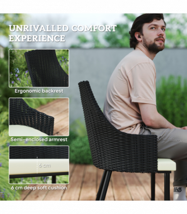 Outsunny 6 Seater Garden Furniture with Cushions, Parasol Hole, Cream White