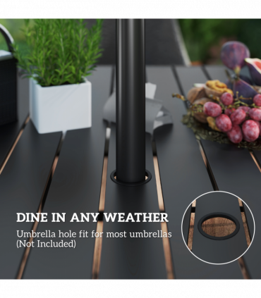 Outsunny 6 Seater Garden Furniture with Cushions, Parasol Hole, Cream White