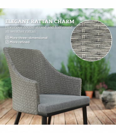 Outsunny 6 Seater Garden Furniture with Cushions, Parasol Hole, Grey