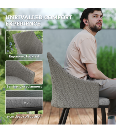 Outsunny 6 Seater Garden Furniture with Cushions, Parasol Hole, Grey