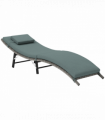 Outsunny Folding Rattan Sun Lounger with Cushion and Pillow, Mixed Grey