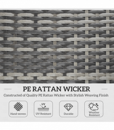 Outsunny Folding Rattan Sun Lounger with Cushion and Pillow, Mixed Grey