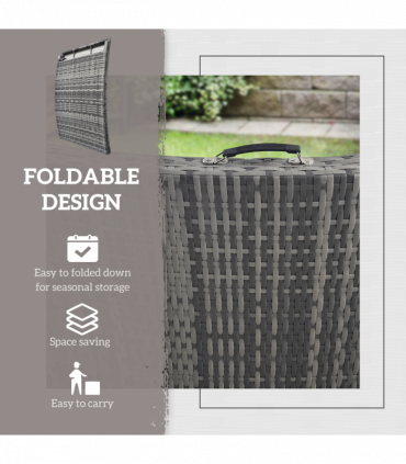 Outsunny Folding Rattan Sun Lounger with Cushion and Pillow, Mixed Grey