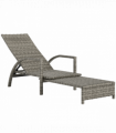 Outsunny PE Rattan Sun Lounger with 4-Level Adjustable Backrest, Mixed-grey
