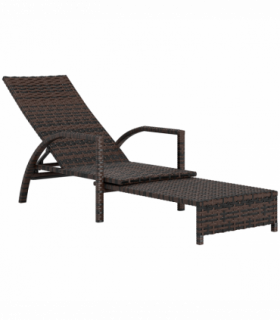 Outsunny PE Rattan Sun Lounger with 4-Level Adjustable Backrest, Mixed-brown
