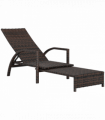 Outsunny PE Rattan Sun Lounger with 4-Level Adjustable Backrest, Mixed-brown