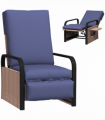 Outsunny Rattan Garden Recliner Chair Sun Lounger w/ Side Tray, Brown/Blue