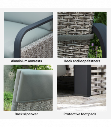 Outsunny Rattan Garden Recliner Chair Sun Lounger w/ Side Tray, Grey