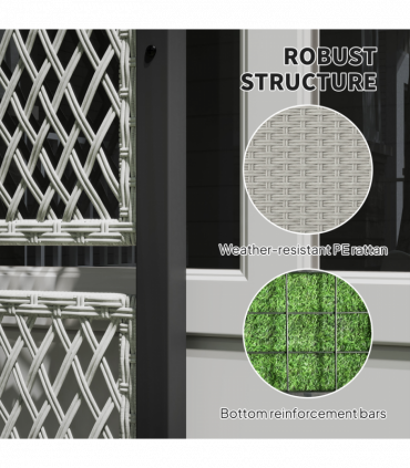 Outsunny Garden Planter Box with Trellis, Rattan Raised Bed, Mixed-grey