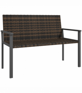 Outsunny Rattan Garden Bench Loveseat with Quick-Drying Padding, Mixed Brown