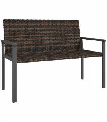 Outsunny Rattan Garden Bench Loveseat with Quick-Drying Padding, Mixed Brown