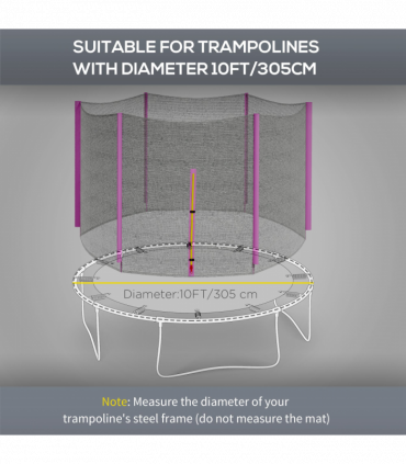 SPORTNOW 10ft Trampoline Net Replacement Safety Net with Zipped Door, Pink