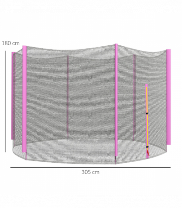 SPORTNOW 10ft Trampoline Net Replacement Safety Net with Zipped Door, Pink