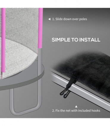 SPORTNOW 10ft Trampoline Net Replacement Safety Net with Zipped Door, Pink