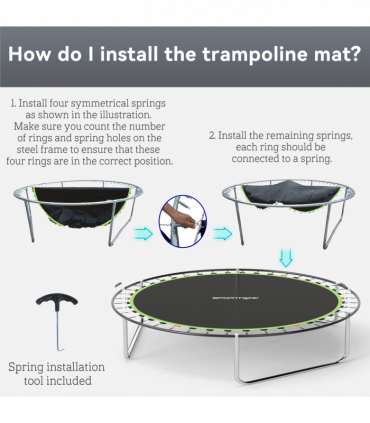 SPORTNOW Trampoline Mat with 42 V-Hooks, for 8ft Trampoline, Green