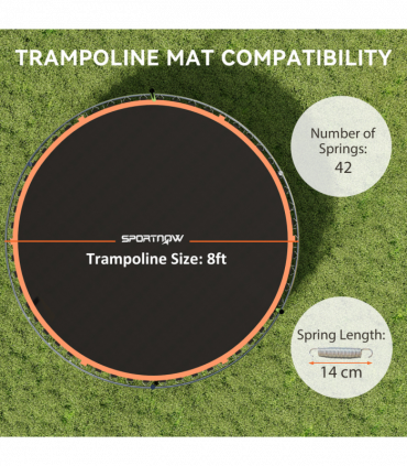 SPORTNOW Trampoline Mat with 42 V-Hooks, for 8ft Trampoline, Orange