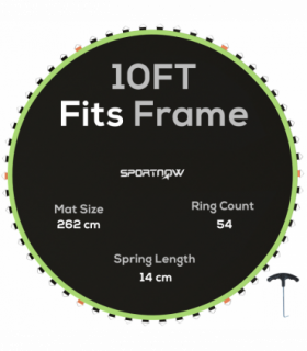 SPORTNOW Trampoline Mat with 54 V-Hooks, for 10ft Trampoline, Green