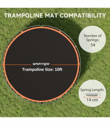 SPORTNOW Trampoline Mat with 54 V-Hooks, for 10ft Trampoline, Orange