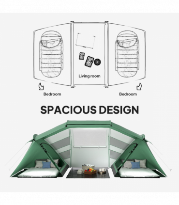 Outsunny 4-6 Persons Camping Tent Dome Family Travel Group Hiking Room Fishing