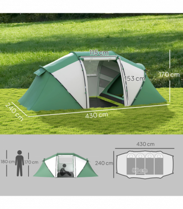 Outsunny 4-6 Persons Camping Tent Dome Family Travel Group Hiking Room Fishing
