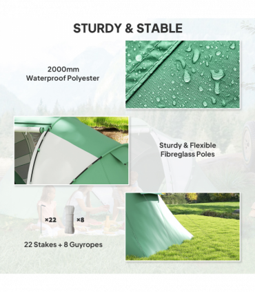 Outsunny 4-6 Persons Camping Tent Dome Family Travel Group Hiking Room Fishing