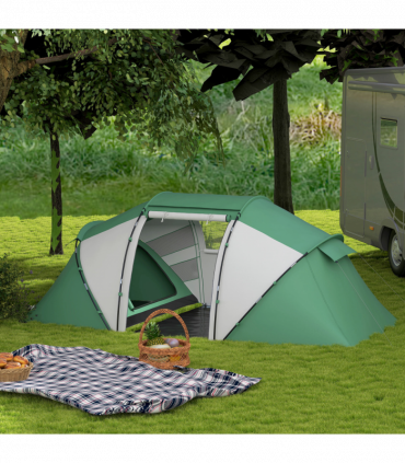 Outsunny 4-6 Persons Camping Tent Dome Family Travel Group Hiking Room Fishing