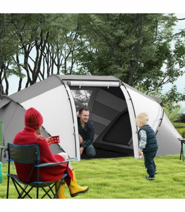 Outsunny 4-6 Persons Camping Tent Dome Family Travel Group Hiking Room Fishing