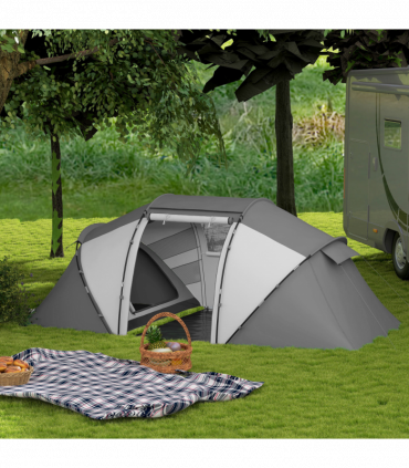 Outsunny 4-6 Persons Camping Tent Dome Family Travel Group Hiking Room Fishing