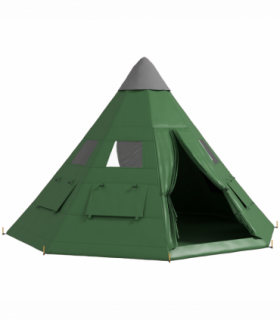 Outsunny 6-7 Person Large Family Party Camping Tent W/ Carrying Bag, Green