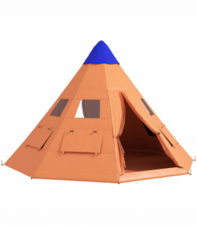 Outsunny 6-7 Person Large Family Party Camping Tent W/ Carrying Bag, Orange