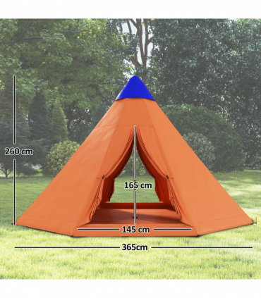 Outsunny 6-7 Person Large Family Party Camping Tent W/ Carrying Bag, Orange
