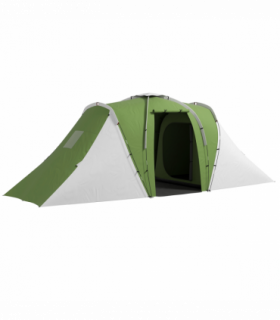 Outsunny 4-6 Man Camping Tent with 2 Bedroom and Living Area, Green, White