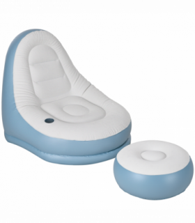 Outsunny Inflatable Chair and Footstool for Gaming, Reading, Watching White