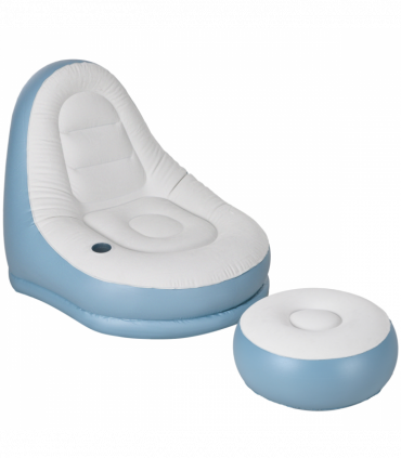 Outsunny Inflatable Chair and Footstool for Gaming, Reading, Watching White