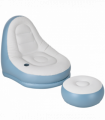 Outsunny Inflatable Chair and Footstool for Gaming, Reading, Watching White