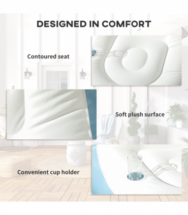 Outsunny Inflatable Chair and Footstool for Gaming, Reading, Watching White