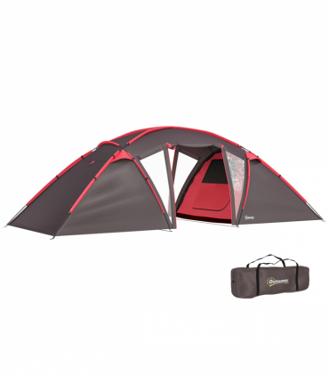 Outsunny 4-6 Man Family Camping Tent w/ 2 Bedrooms, a Living Room, Grey