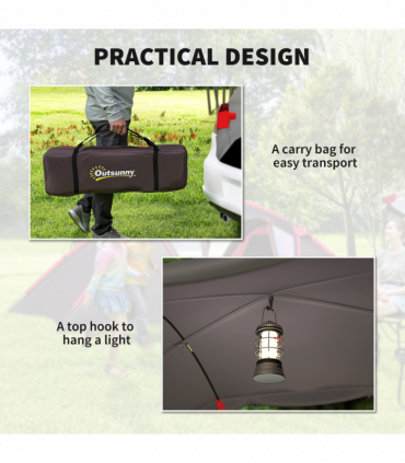 Outsunny 4-6 Man Family Camping Tent w/ 2 Bedrooms, a Living Room, Grey