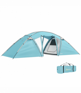 Outsunny 4-6 Man Family Camping Tent w/ 2 Bedrooms, a Living Room, Blue