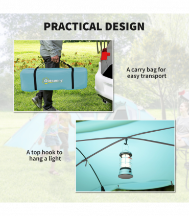 Outsunny 4-6 Man Family Camping Tent w/ 2 Bedrooms, a Living Room, Blue