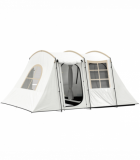Outsunny 3-4 Man Tunnel Tent with Sewn in Floor, 3000mm Waterproof, Khaki